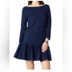 Kate Spade navy and black striped drop waist ruffle dress Size 6